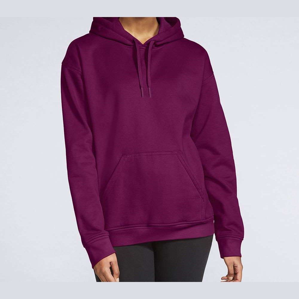 Gildan Unisex Softstyle® Midweight Hooded Sweatshirt Embroidery - Maroon - On Model Front