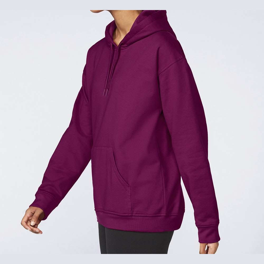 Gildan Unisex Softstyle® Midweight Hooded Sweatshirt Embroidery - Maroon - On Model Side