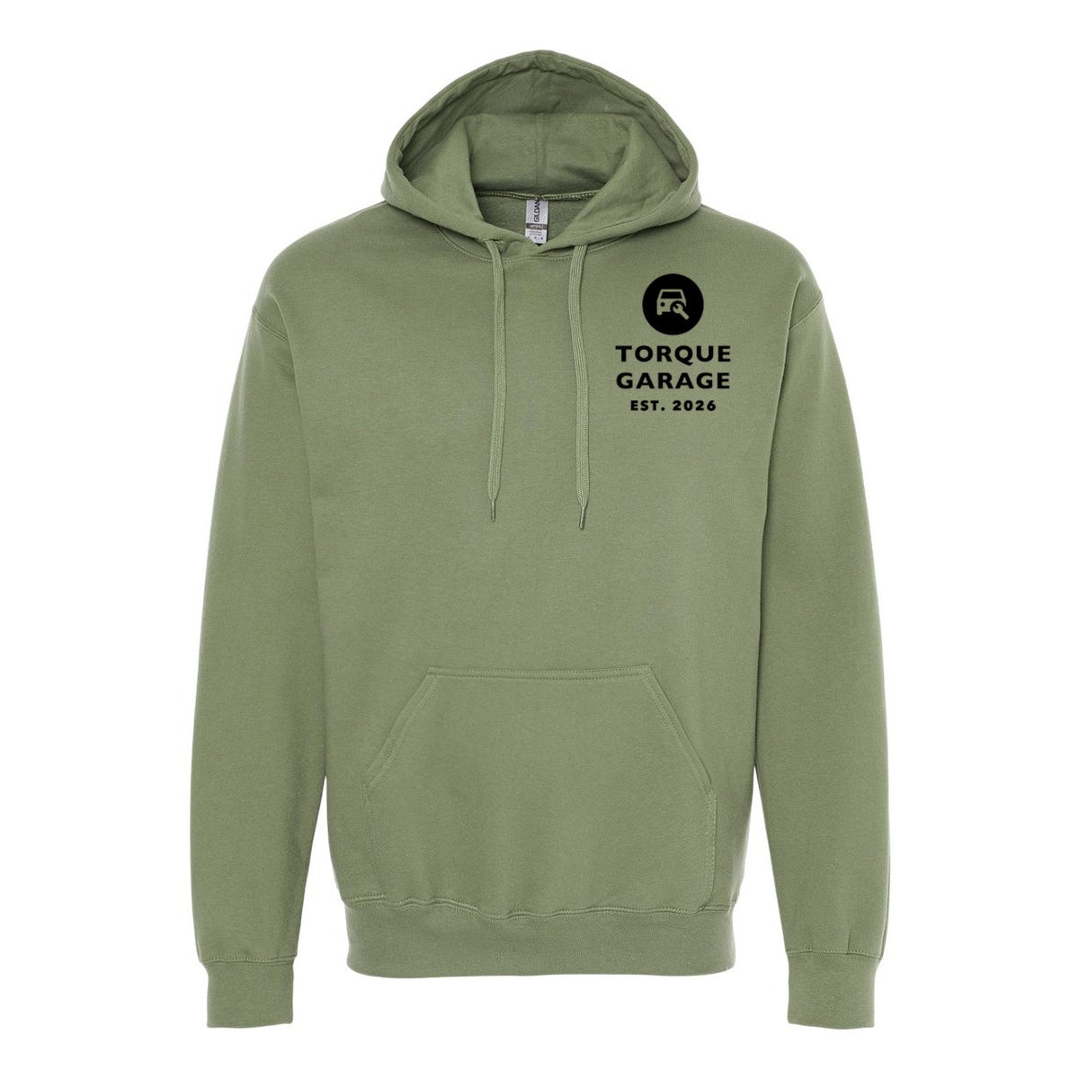 Gildan Unisex Softstyle® Midweight Hooded Sweatshirt Embroidery - Military Green - Front