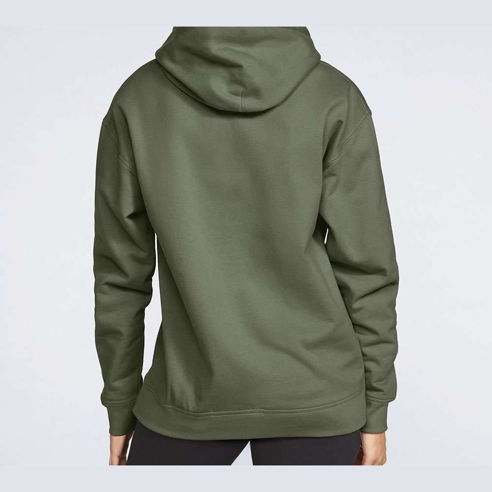 Gildan Unisex Softstyle® Midweight Hooded Sweatshirt Embroidery - Military Green - On Model Back