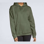 Gildan Unisex Softstyle® Midweight Hooded Sweatshirt Embroidery - Military Green - On Model Front