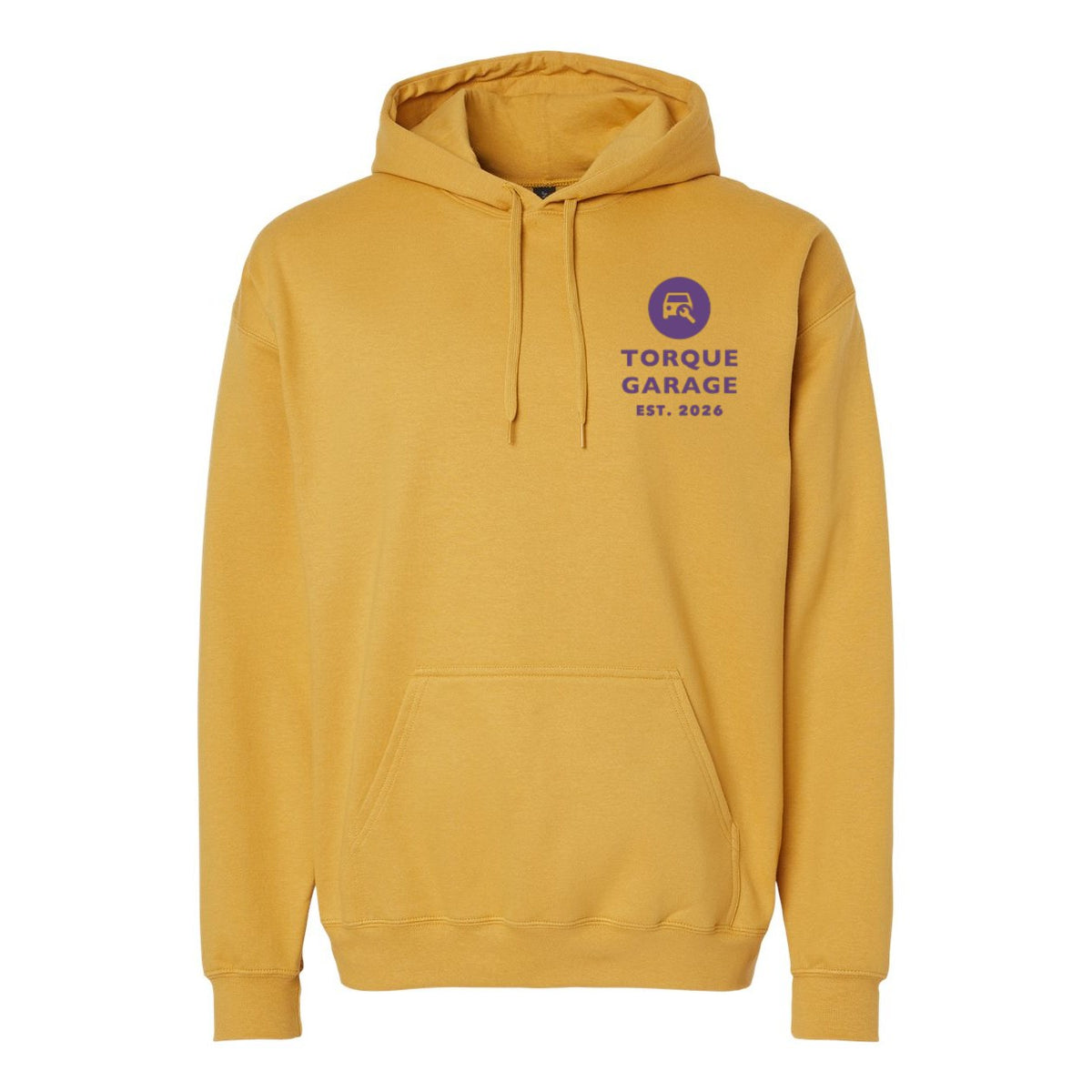 Gildan Unisex Softstyle® Midweight Hooded Sweatshirt Embroidery - Mustard - Front