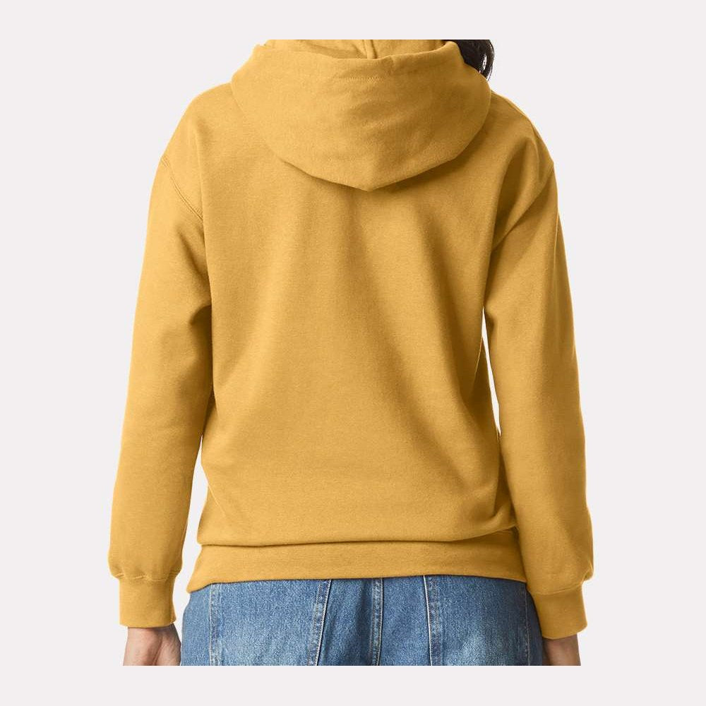 Gildan Unisex Softstyle® Midweight Hooded Sweatshirt Embroidery - Mustard - On Model Back