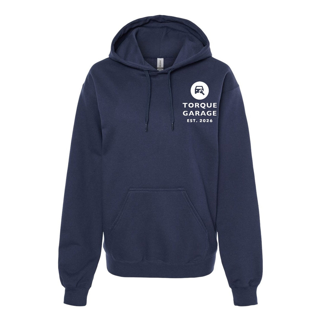 Gildan Unisex Softstyle® Midweight Hooded Sweatshirt Embroidery - Navy - Front