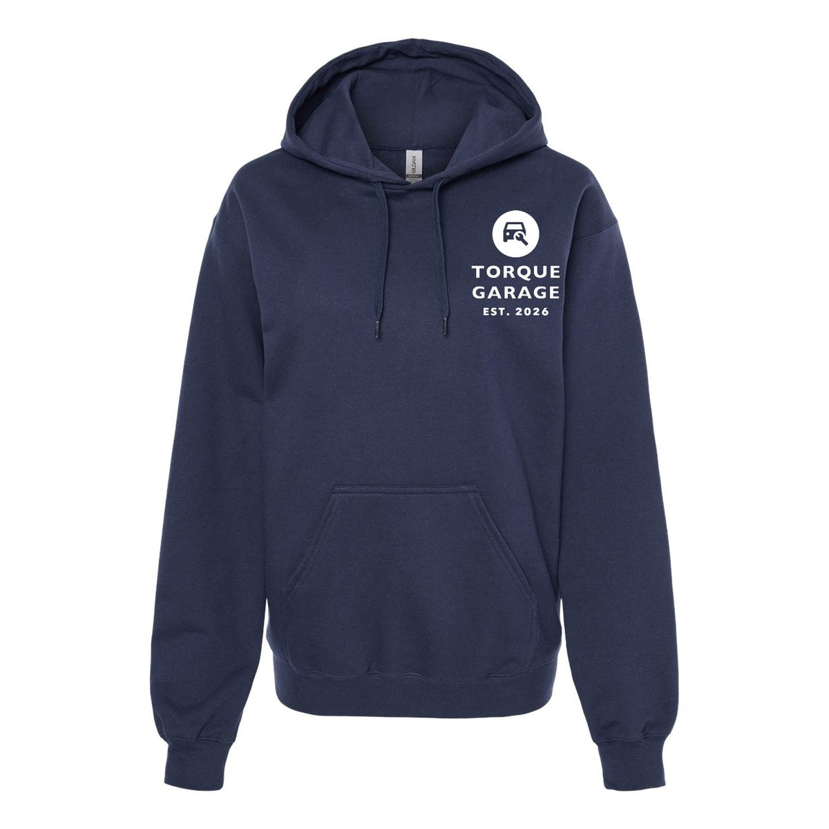 Gildan Unisex Softstyle® Midweight Hooded Sweatshirt Embroidery - Navy - Front