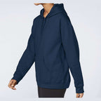 Gildan Unisex Softstyle® Midweight Hooded Sweatshirt Embroidery - Navy - On Model Side