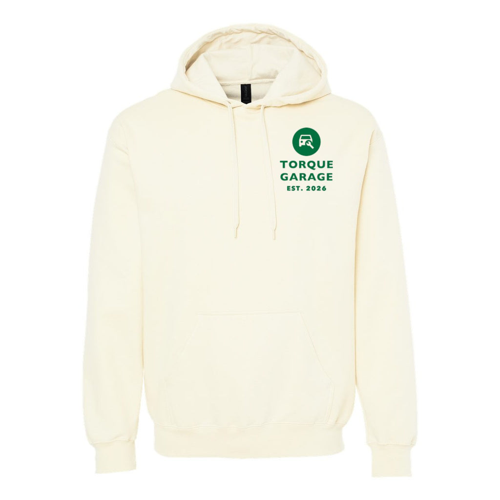 Gildan Unisex Softstyle® Midweight Hooded Sweatshirt Embroidery - Off White - Front