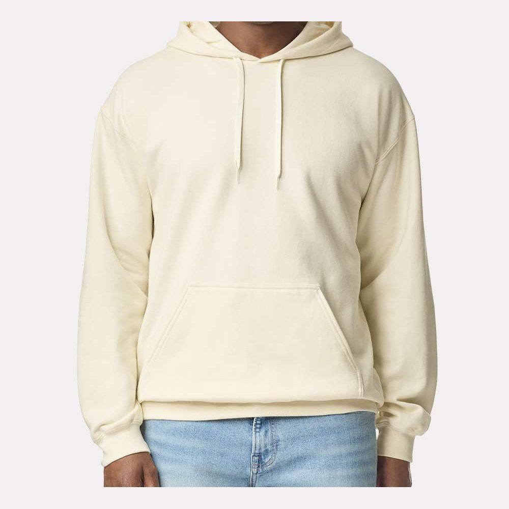 Gildan Unisex Softstyle® Midweight Hooded Sweatshirt Embroidery - Off White - On Model Front