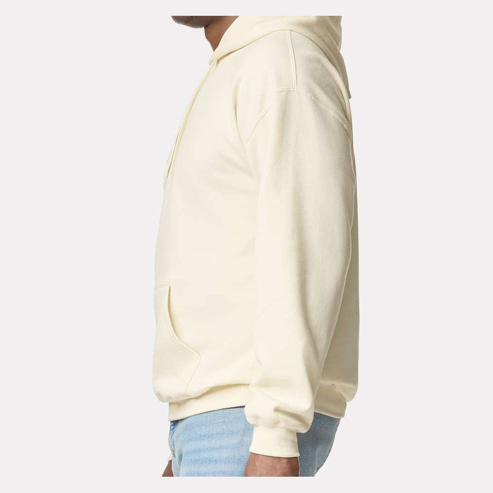 Gildan Unisex Softstyle® Midweight Hooded Sweatshirt Embroidery - Off White - On Model Side
