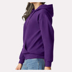 Gildan Unisex Softstyle® Midweight Hooded Sweatshirt Embroidery - Purple - On Model Side