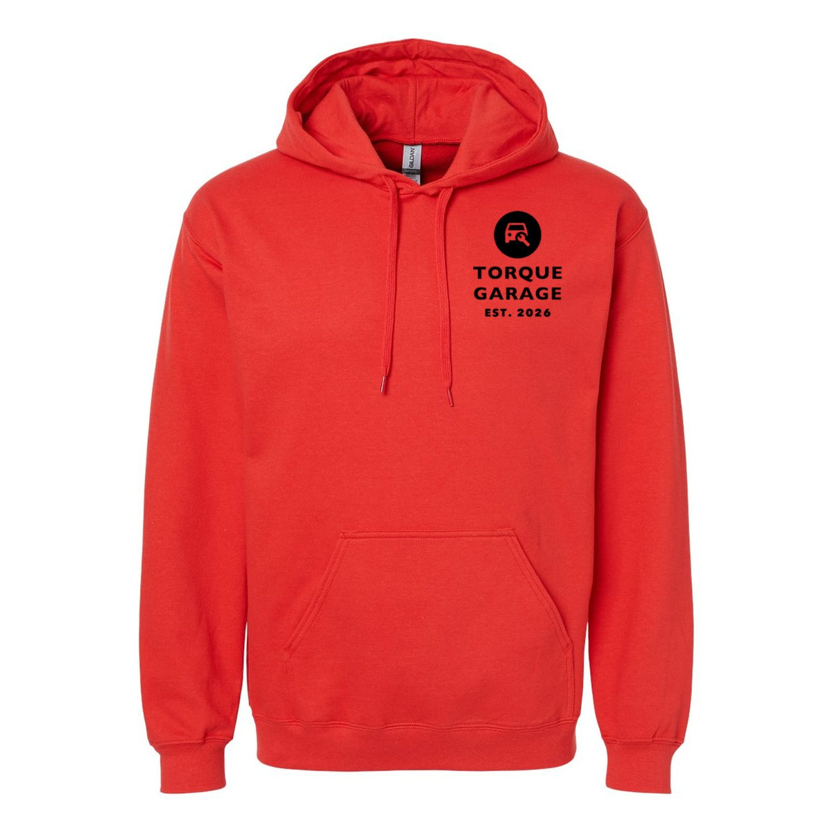 Gildan Unisex Softstyle® Midweight Hooded Sweatshirt Embroidery - Red - Front