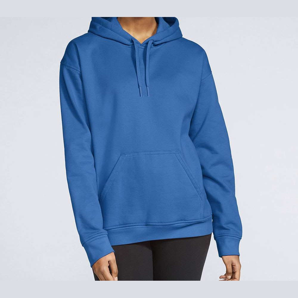 Gildan Unisex Softstyle® Midweight Hooded Sweatshirt Embroidery - Royal - On Model Front
