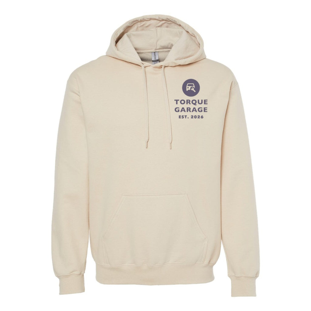Gildan Unisex Softstyle® Midweight Hooded Sweatshirt Embroidery - Sand - Front
