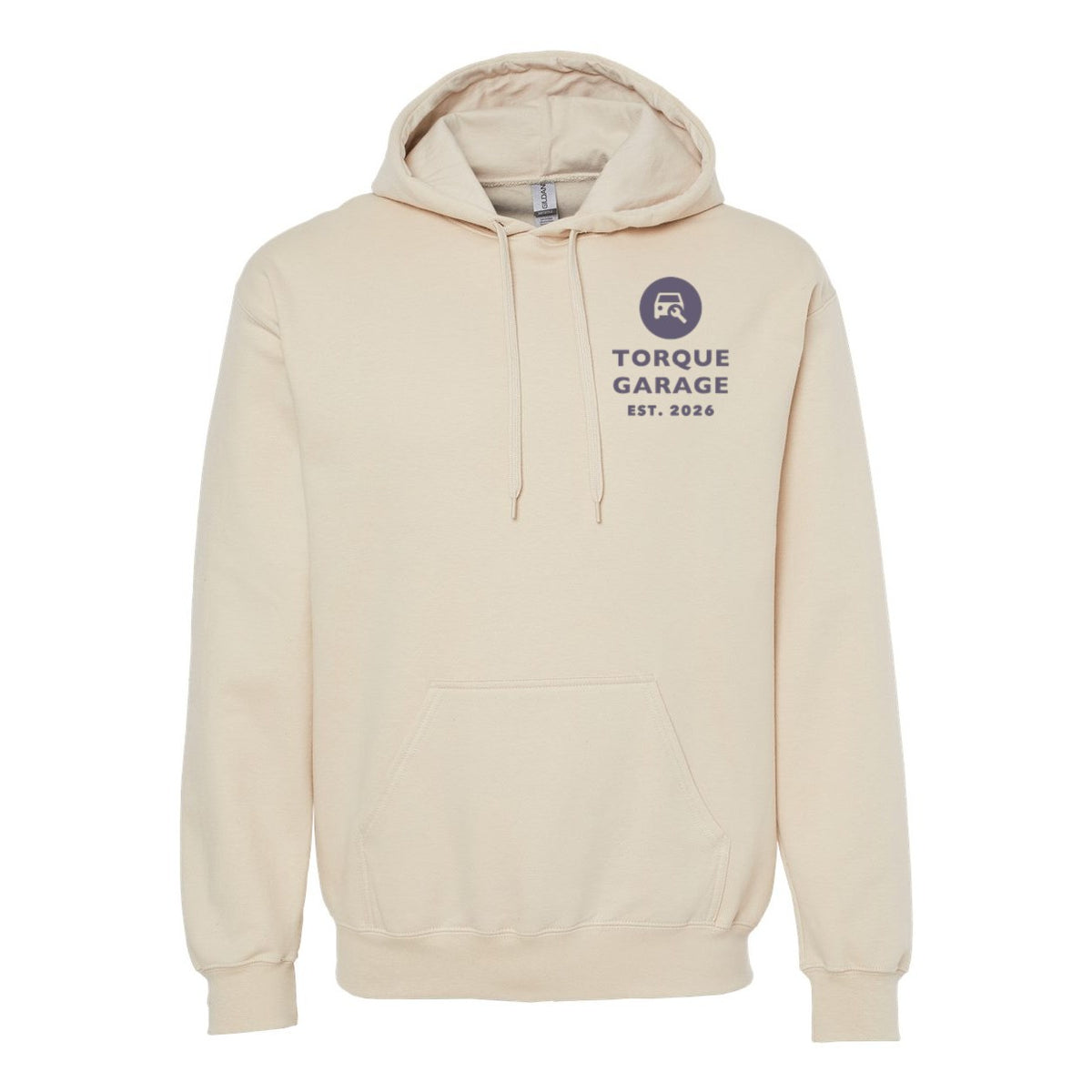 Gildan Unisex Softstyle® Midweight Hooded Sweatshirt Embroidery - Sand - Front