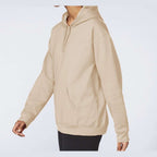 Gildan Unisex Softstyle® Midweight Hooded Sweatshirt Embroidery - Sand - On Model Side