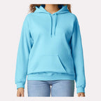 Gildan Unisex Softstyle® Midweight Hooded Sweatshirt Embroidery - Sky - On Model Front