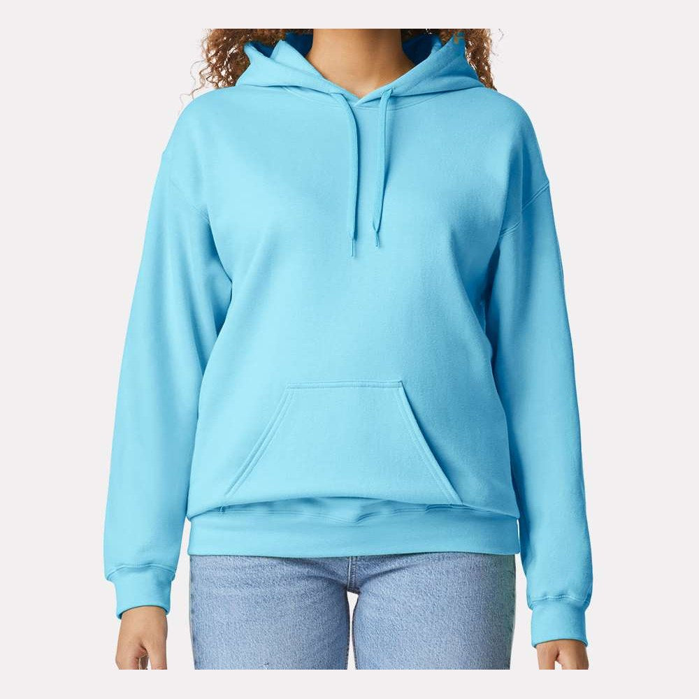 Gildan Unisex Softstyle® Midweight Hooded Sweatshirt Embroidery - Sky - On Model Front