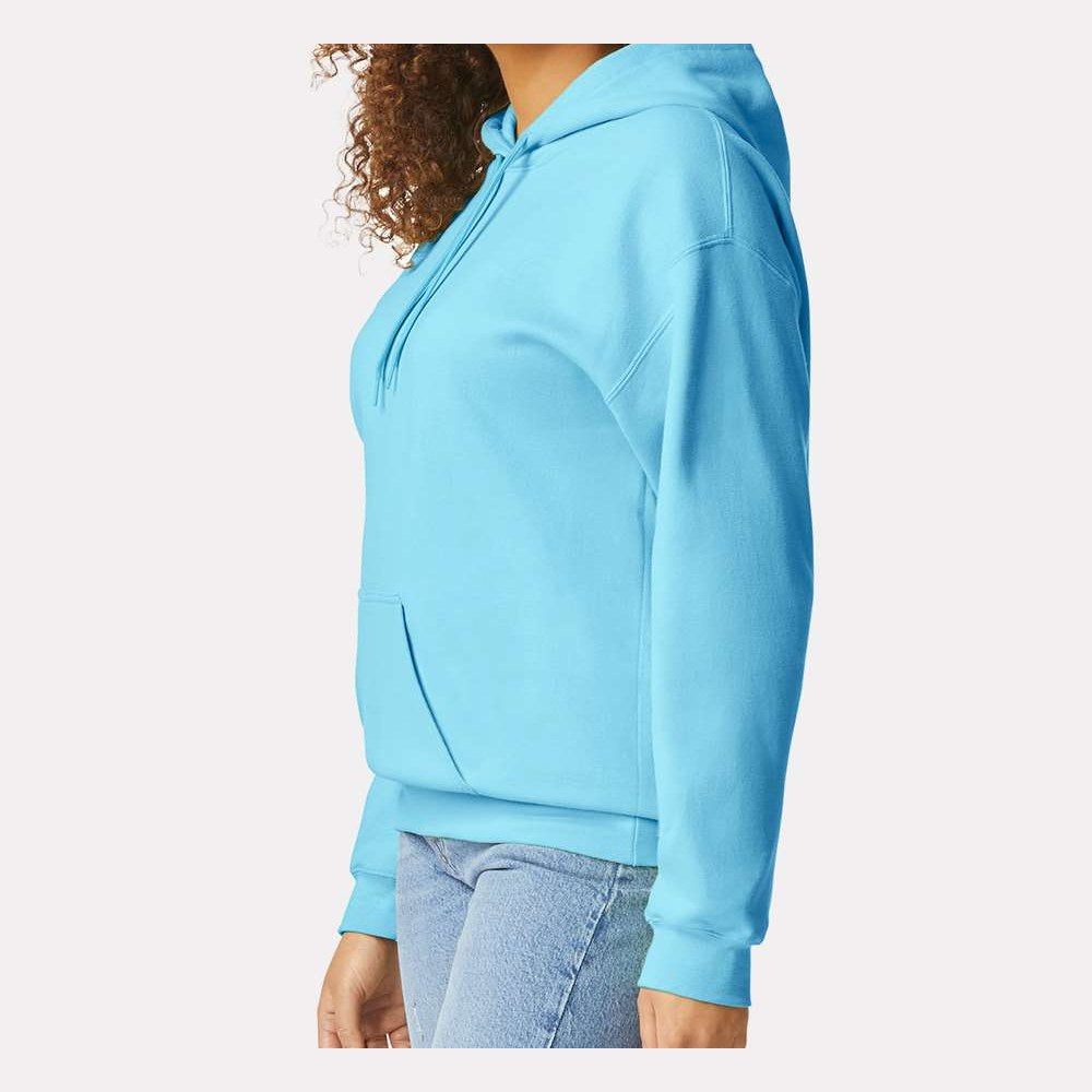 Gildan Unisex Softstyle® Midweight Hooded Sweatshirt Embroidery - Sky - On Model Side