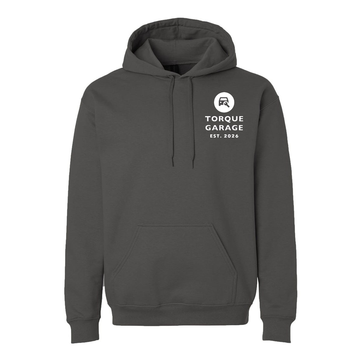Gildan Unisex Softstyle® Midweight Hooded Sweatshirt Embroidery - Smoke - Front