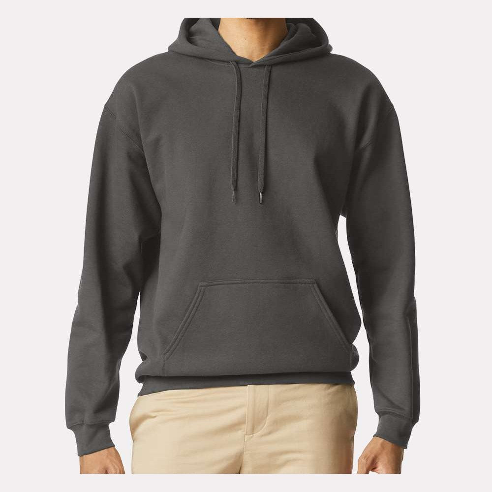 Gildan Unisex Softstyle® Midweight Hooded Sweatshirt Embroidery - Smoke - On Model Front