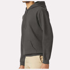 Gildan Unisex Softstyle® Midweight Hooded Sweatshirt Embroidery - Smoke - On Model Side