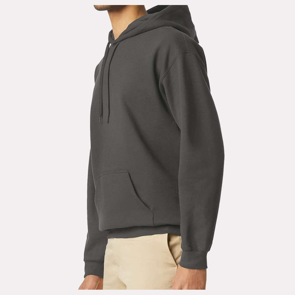 Gildan Unisex Softstyle® Midweight Hooded Sweatshirt Embroidery - Smoke - On Model Side