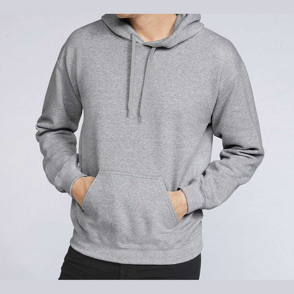 Gildan Unisex Softstyle® Midweight Hooded Sweatshirt Embroidery - Sport Grey - On Model Front