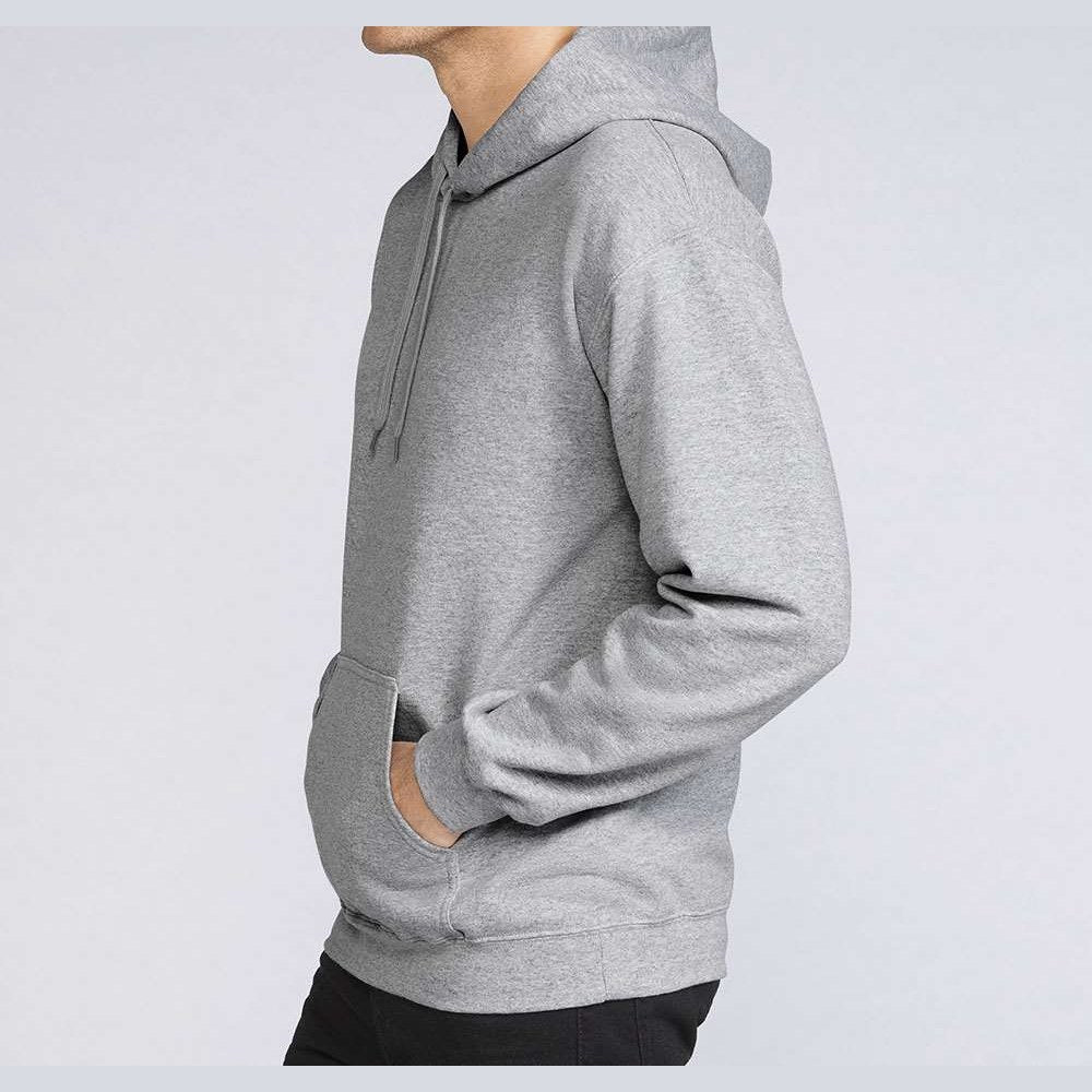 Gildan Unisex Softstyle® Midweight Hooded Sweatshirt Embroidery - Sport Grey - On Model Side