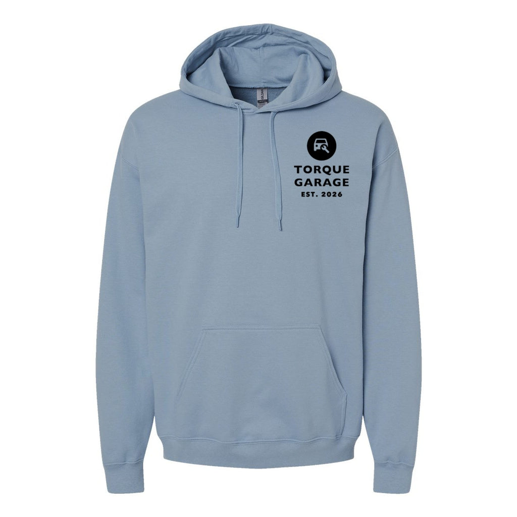 Gildan Unisex Softstyle® Midweight Hooded Sweatshirt Embroidery - Stone Blue - Front