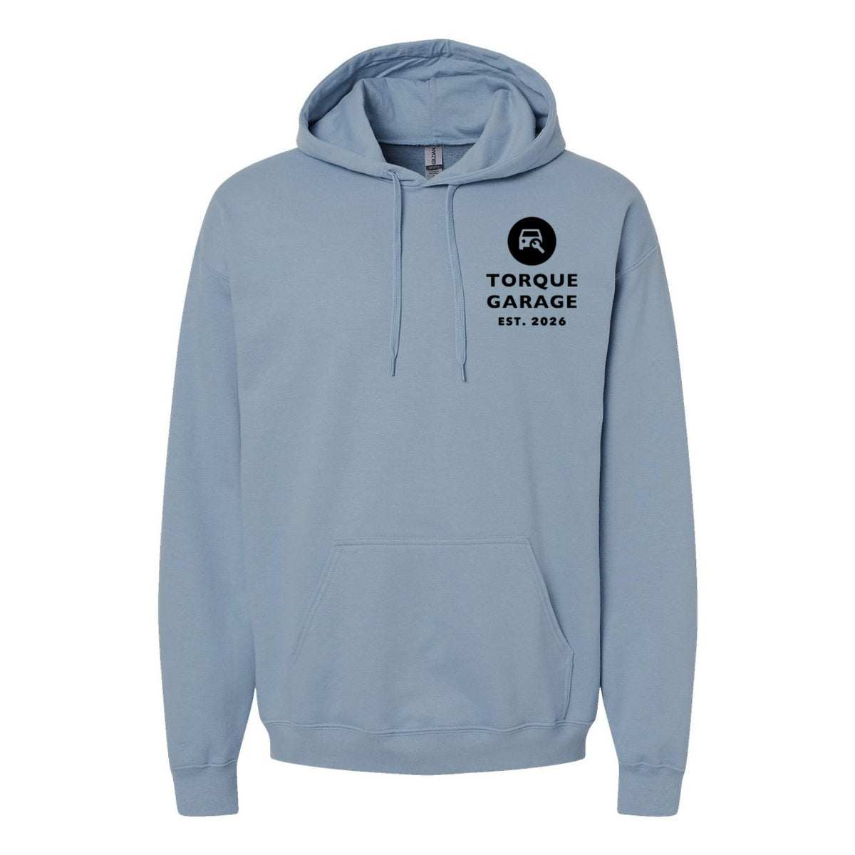 Gildan Unisex Softstyle® Midweight Hooded Sweatshirt Embroidery - Stone Blue - Front