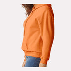 Gildan Unisex Softstyle® Midweight Hooded Sweatshirt Embroidery - Tangerine - On Model Side