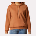 Gildan Unisex Softstyle® Midweight Hooded Sweatshirt Embroidery - Texas Orange - On Model Front