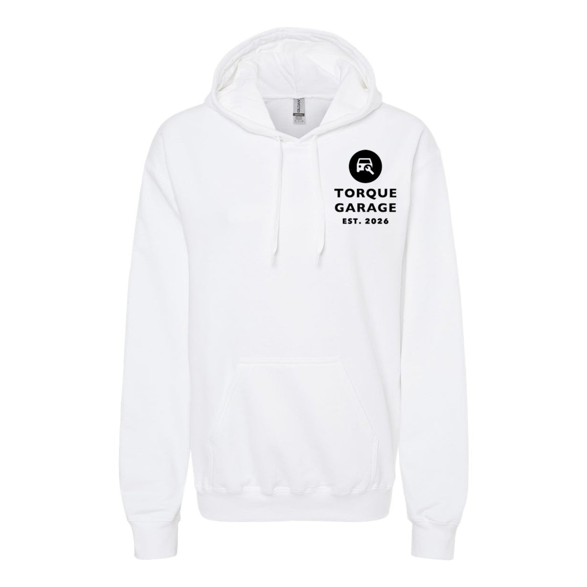 Gildan Unisex Softstyle® Midweight Hooded Sweatshirt Embroidery - White - Front