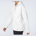 Gildan Unisex Softstyle® Midweight Hooded Sweatshirt Embroidery - White - On Model Side