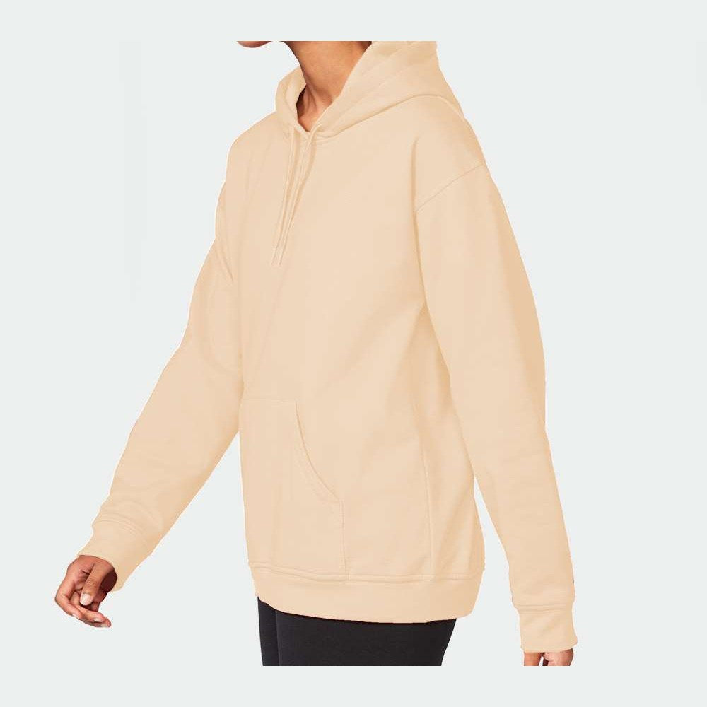 Gildan Unisex Softstyle® Midweight Hooded Sweatshirt Embroidery - Yellow Haze - On Model Side
