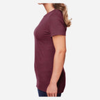 Gildan Women's Softstyle® CVC T-Shirt - Maroon Mist - On Model Side