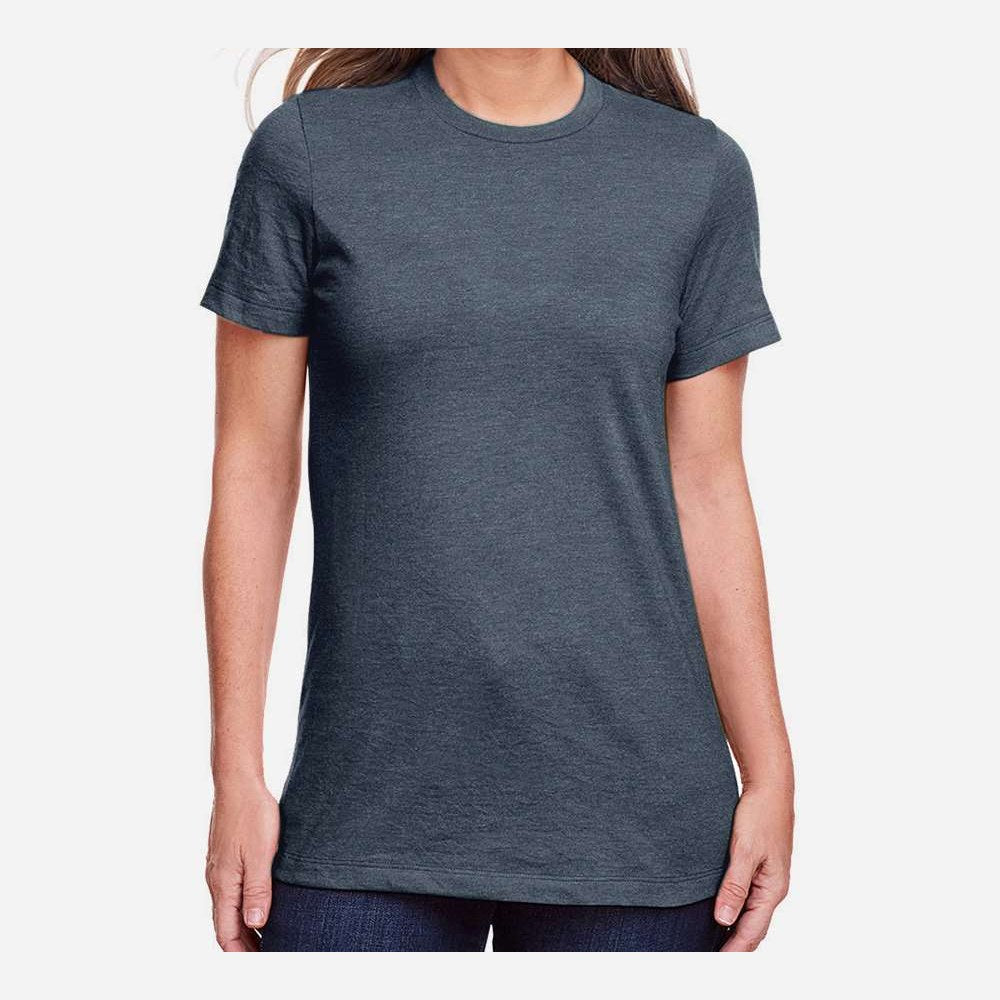 Gildan Women's Softstyle® CVC T-Shirt - Steel Blue - On Model Front