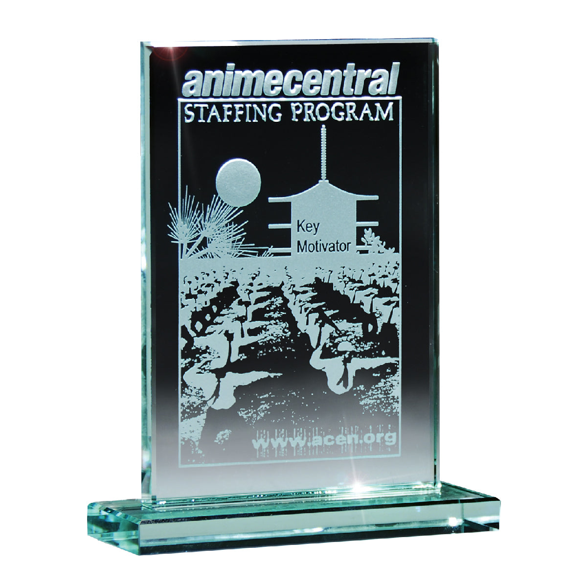 Glass Award, Medium - Jade Green - Sandblasting