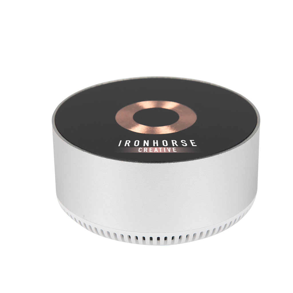 Glass Top Wireless Charger and Speaker, 15W - Silver - Full Color