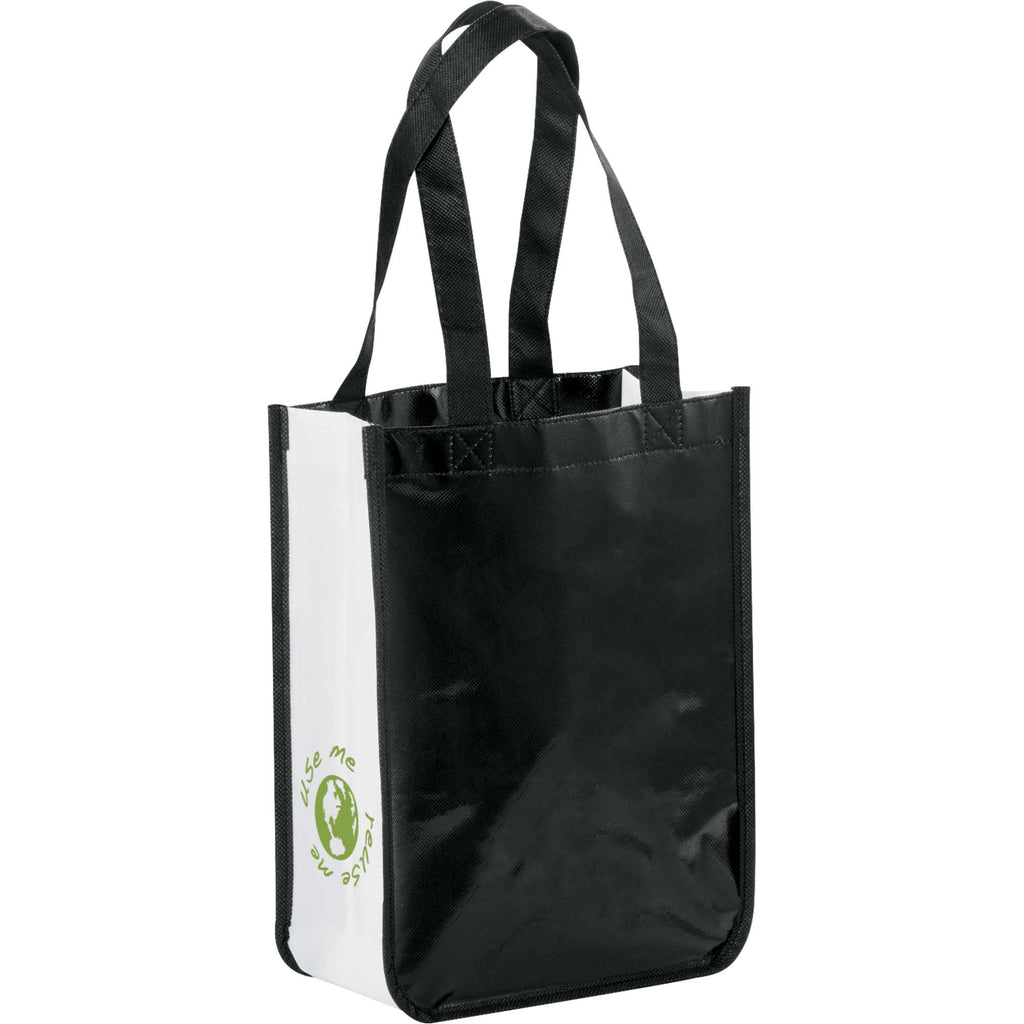 Gloss Laminated Gift Tote, 12 x 9 Inches - Black - Right Angle 3