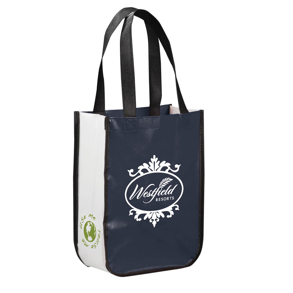Gloss Laminated Gift Tote, 12 x 9 Inches - Navy - Right Angle