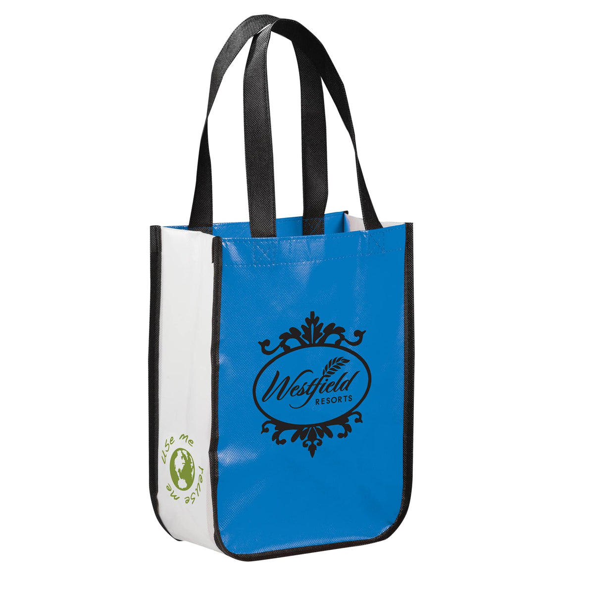 Gloss Laminated Gift Tote, 12 x 9 Inches - Process Blue - Right Angle