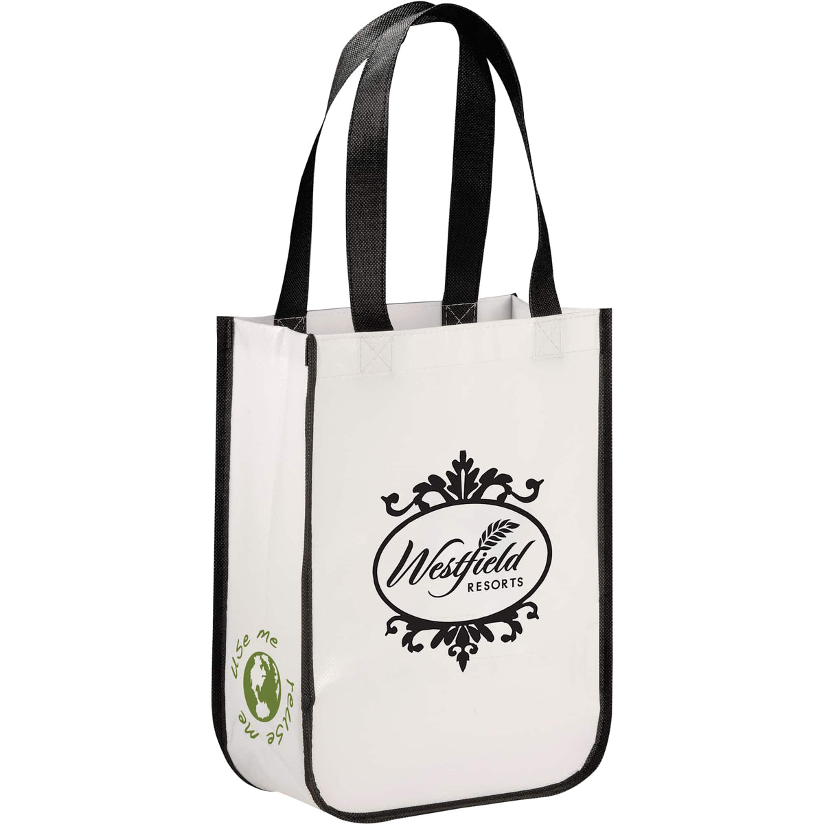 Gloss Laminated Gift Tote, 12 x 9 Inches - White - Right Angle
