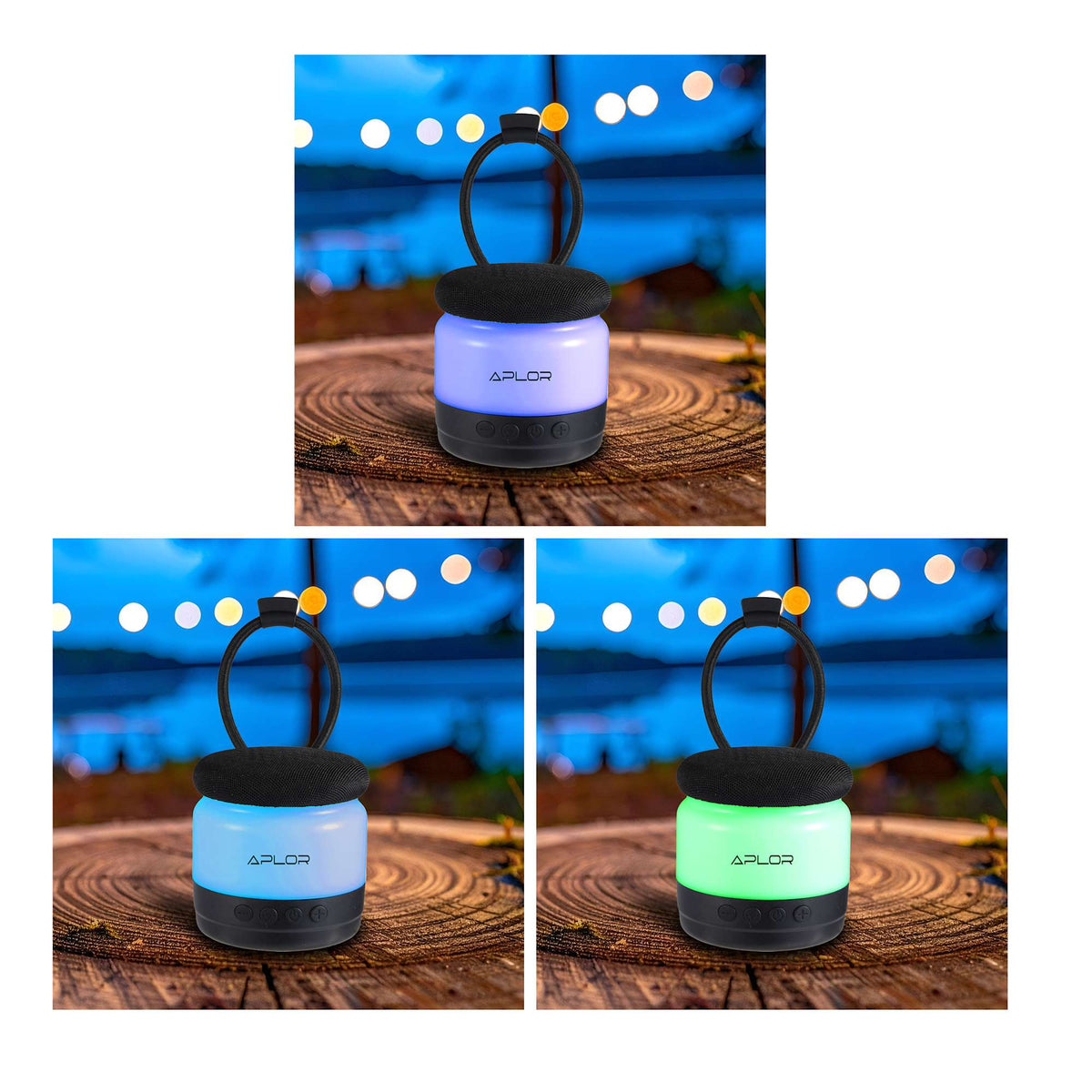 Glow Jam Fabric Party Speaker with RGB Lights - Black - Front