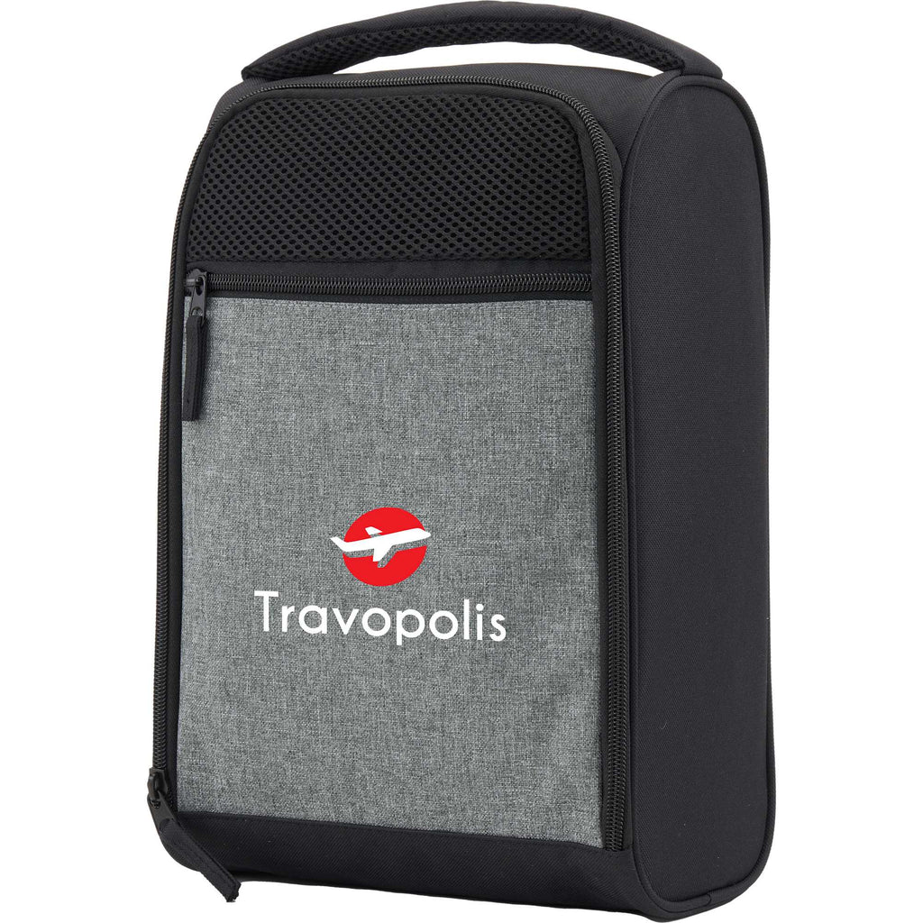 Golf and Travel Shoe Bag in Recycled Polyester Embroidery - Graphite - Left Angle