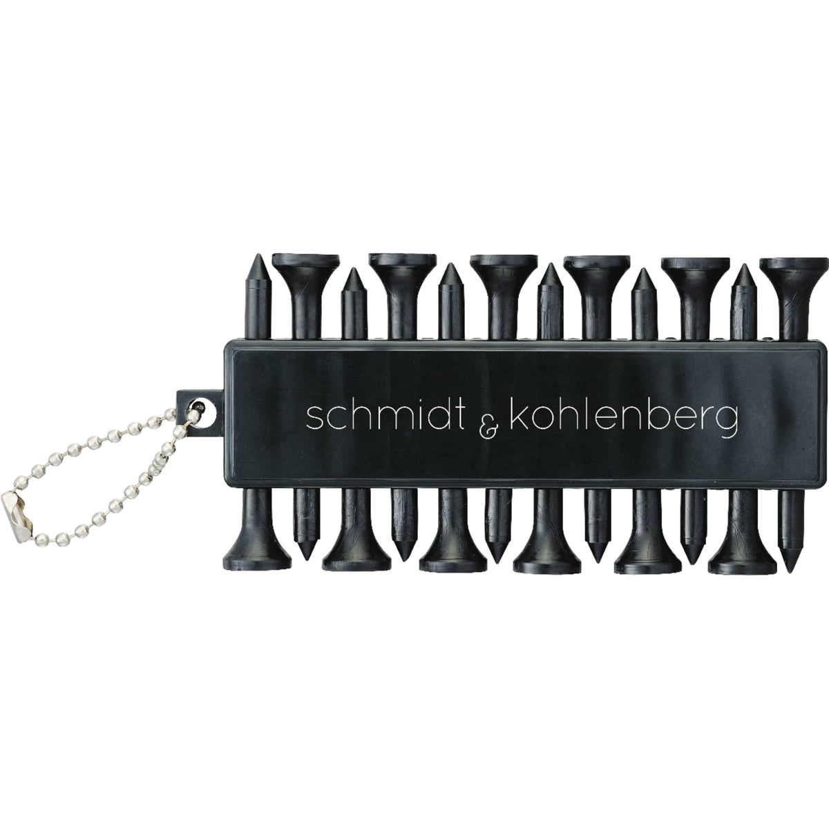 Golf Buddy Kit with 12 Tees and Ball Markers - Black - Front