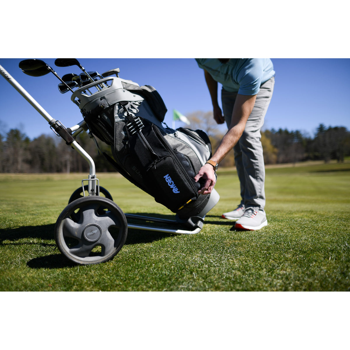 Golf Links Sling Cooler with Ball Pockets, 6 Cans Transfer - Black - View 5