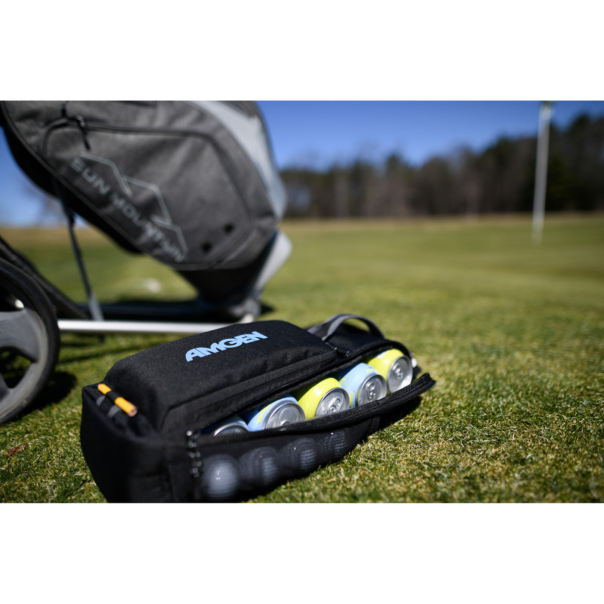 Golf Links Sling Cooler with Ball Pockets, 6 Cans Transfer - Black - View 7