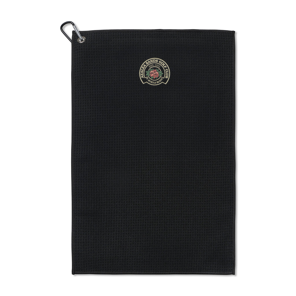 Golf Links Waffle Towel with Carabiner, 12 x 18 Inches Transfer - Black - View 1