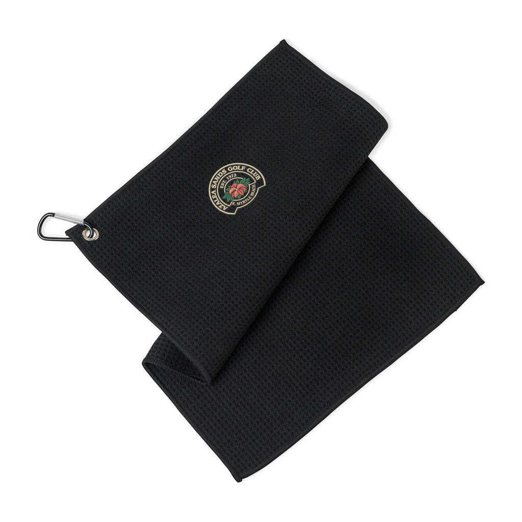 Golf Links Waffle Towel with Carabiner, 12 x 18 Inches Transfer - Black - View 2